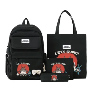 Ensemble de 4 sacs à dos Totoro Noir