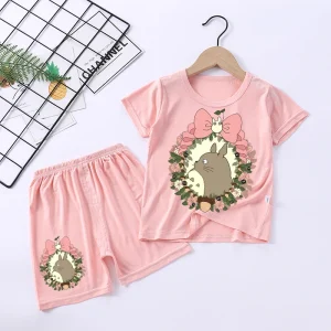 T-Shirt et Short Totoro Enfant Rose