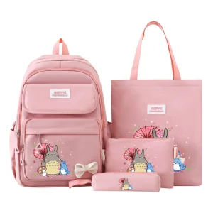 Ensemble de 4 Sacs à Dos Totoro Rose