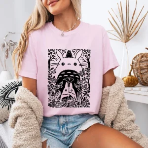 T-Shirt Totoro Rétro Rose