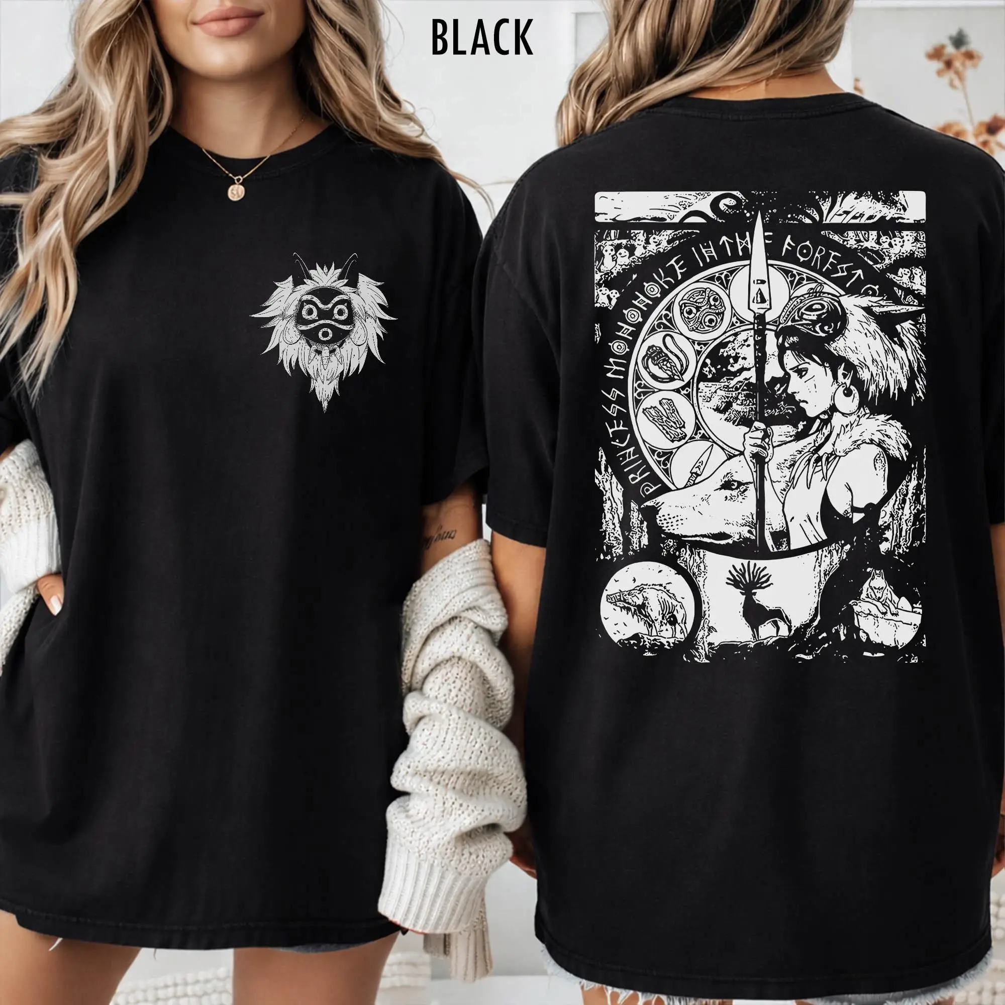 T-Shirt Princesse Mononoké Vintage Noir